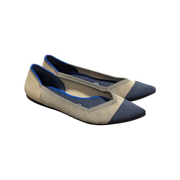 ROTHYS The Point Dune Captoe Flats Retired Womens 8.5 Cap Toe Stretch Shoes Tan - Picture 1 of 7